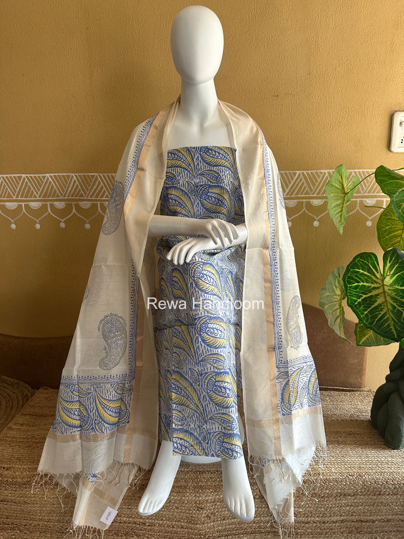 Maheshwari Handblock Print Top-Dupatta