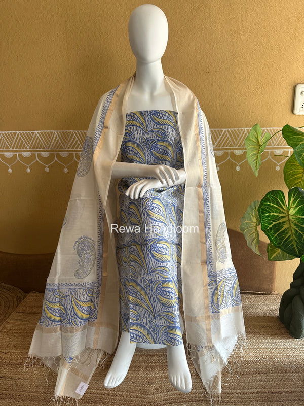 Maheshwari Handblock Print Top-Dupatta