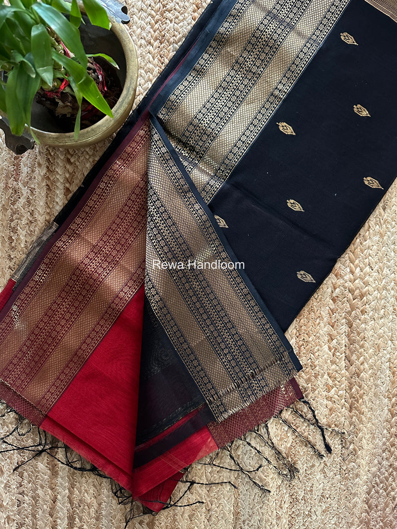 Maheshwari Maroon Flower Butti Saree PBS06