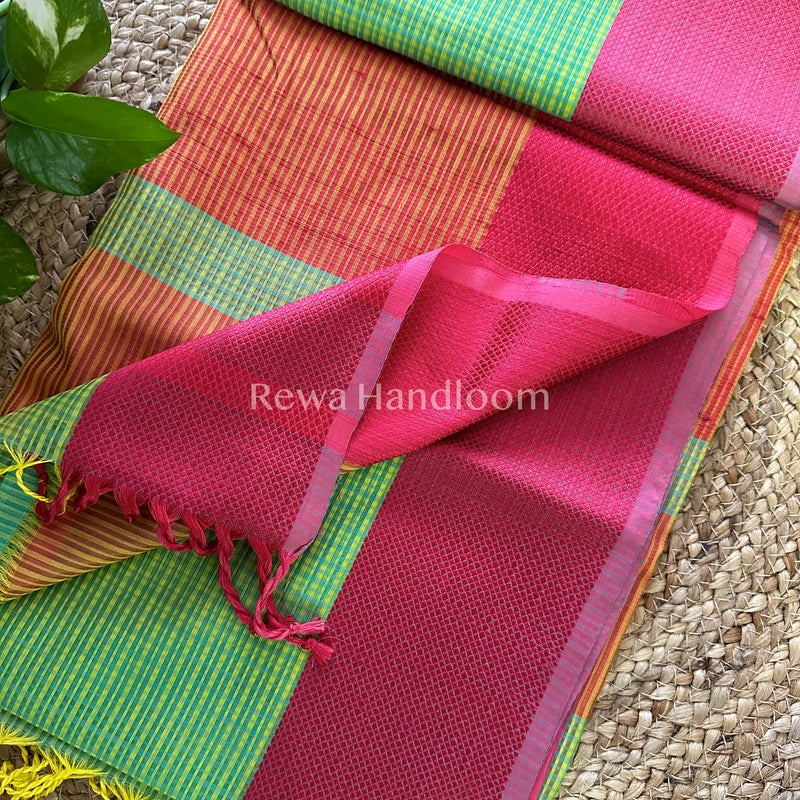 Maheshwari Sea Green Resham Thread Border Saree-RES011