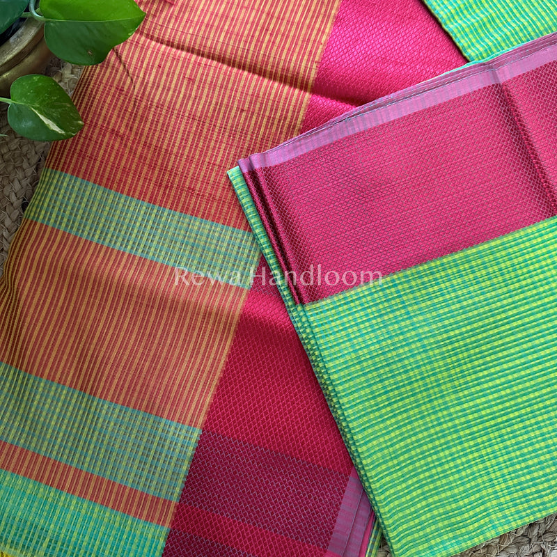 Maheshwari Sea Green Resham Thread Border Saree-RES011