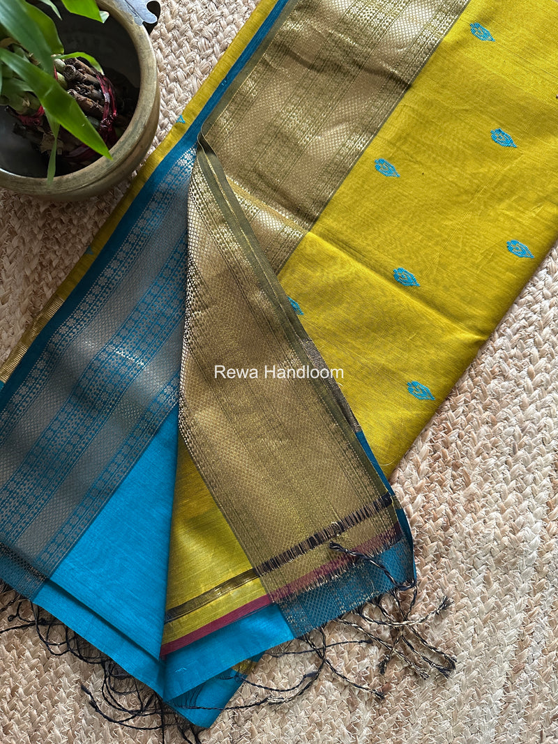 Maheshwari Sky Blue Flower Butti Saree PBS08