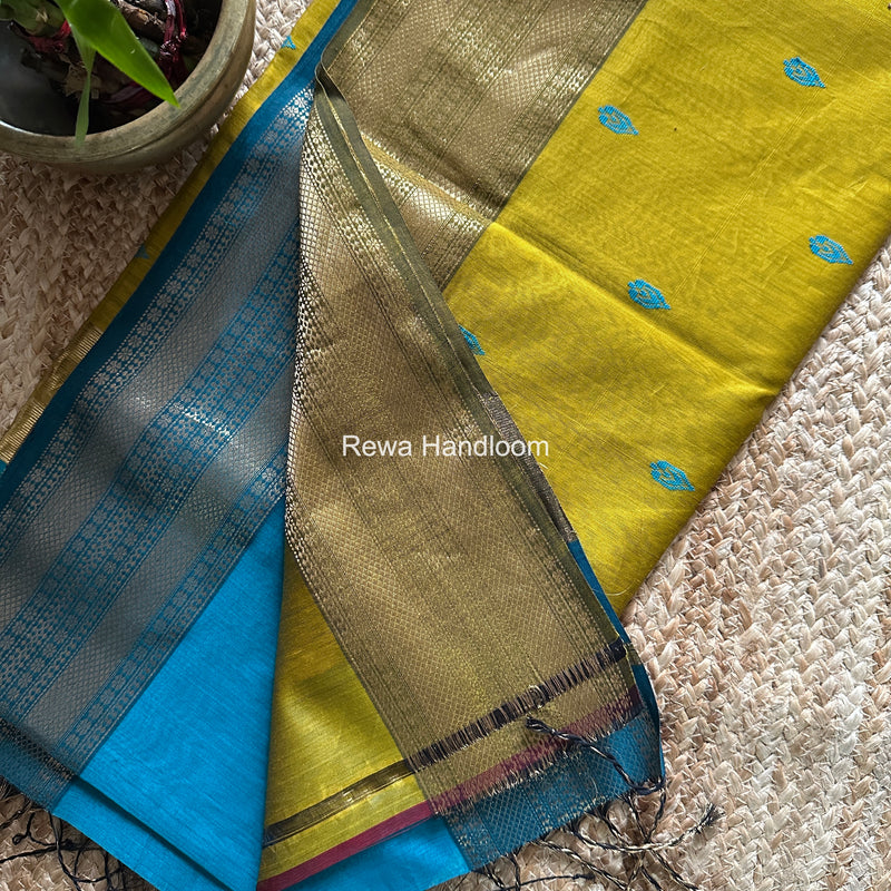 Maheshwari Sky Blue Flower Butti Saree PBS08