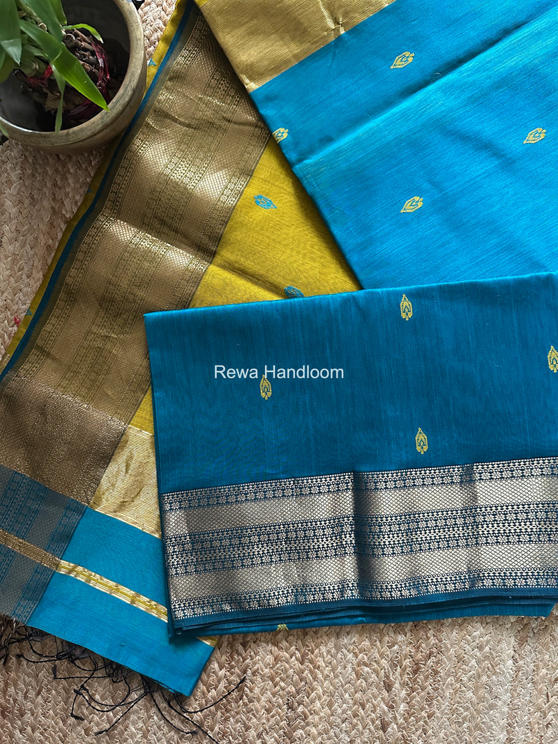 Maheshwari Sky Blue Flower Butti Saree PBS08