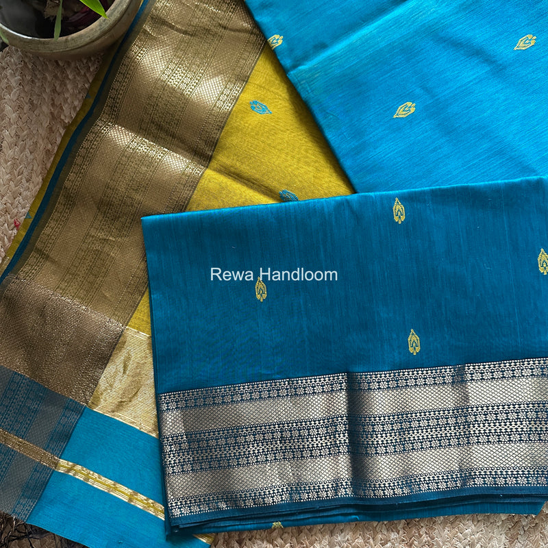 Maheshwari Sky Blue Flower Butti Saree PBS08