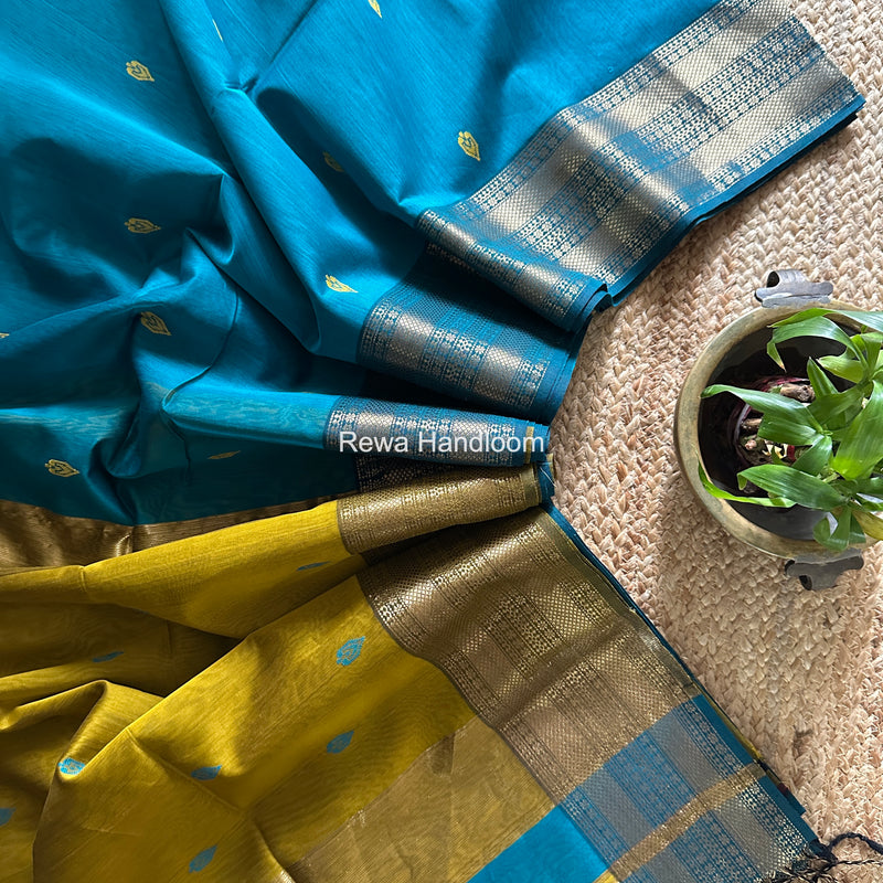 Maheshwari Sky Blue Flower Butti Saree PBS08