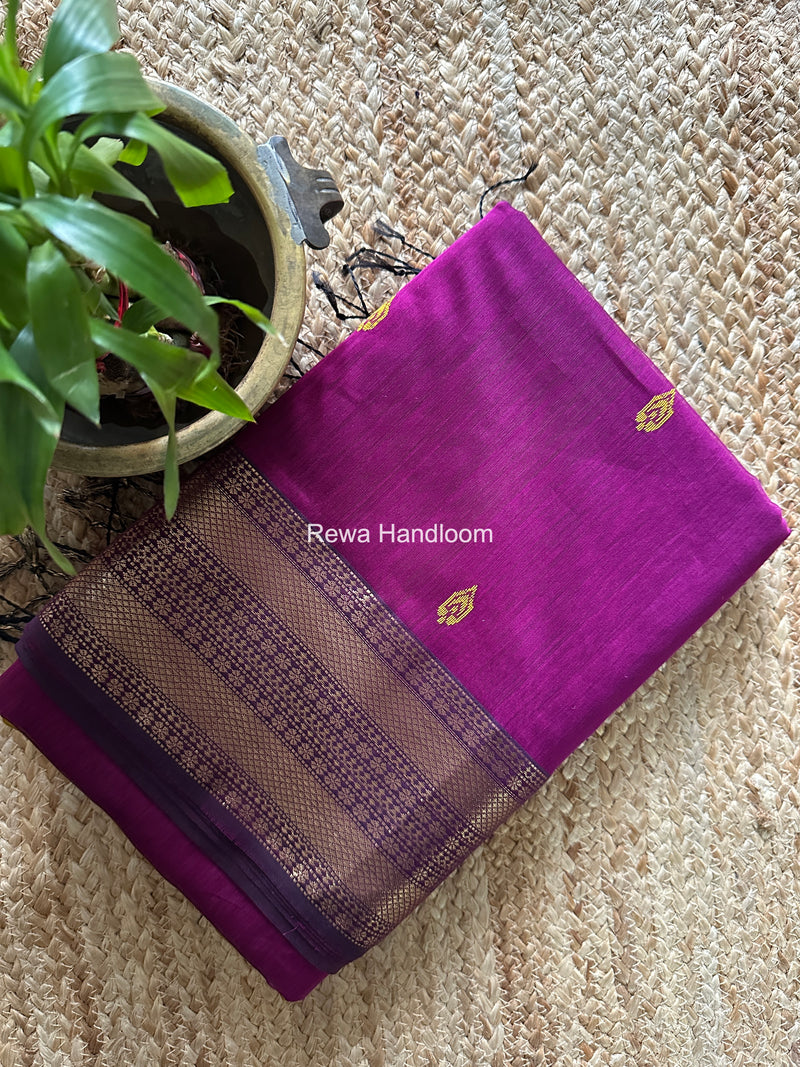 Maheshwari Magenta Flower Butti Saree PBS09