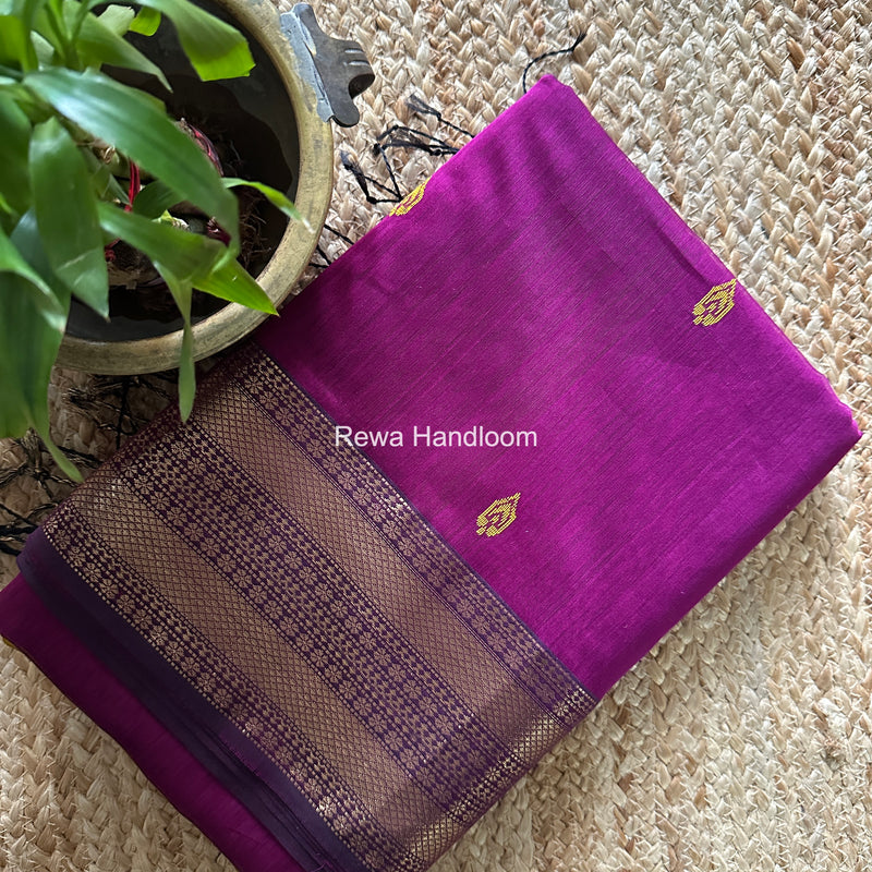 Maheshwari Magenta Flower Butti Saree PBS09