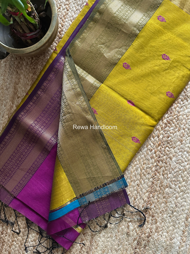 Maheshwari Magenta Flower Butti Saree PBS09