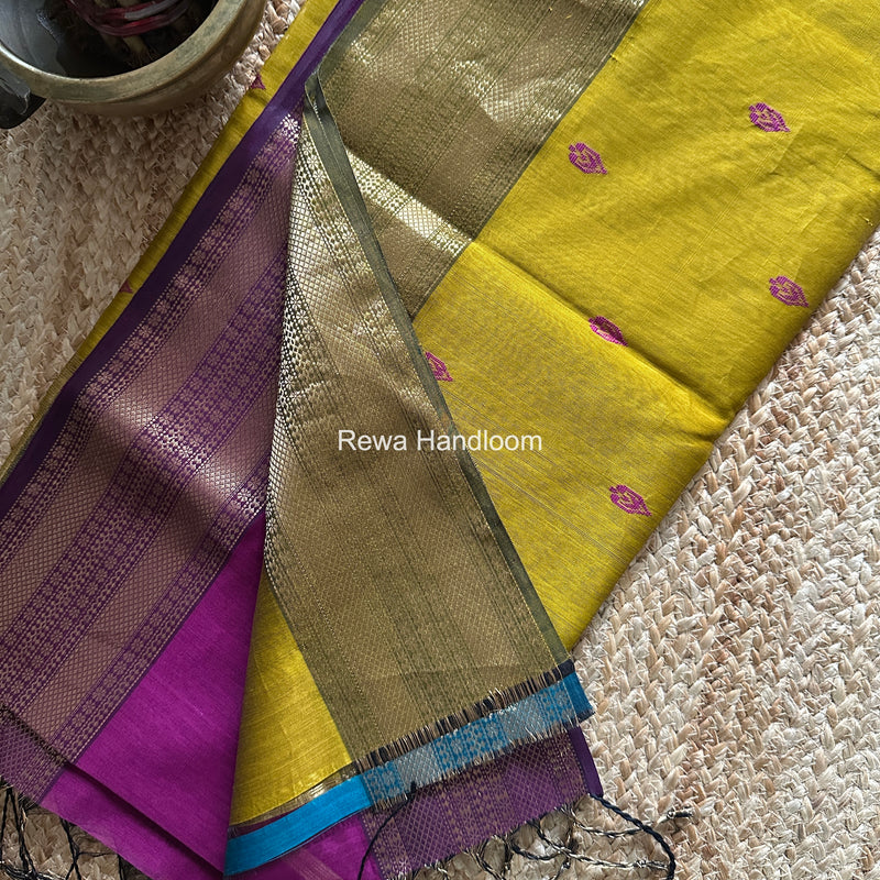 Maheshwari Magenta Flower Butti Saree PBS09