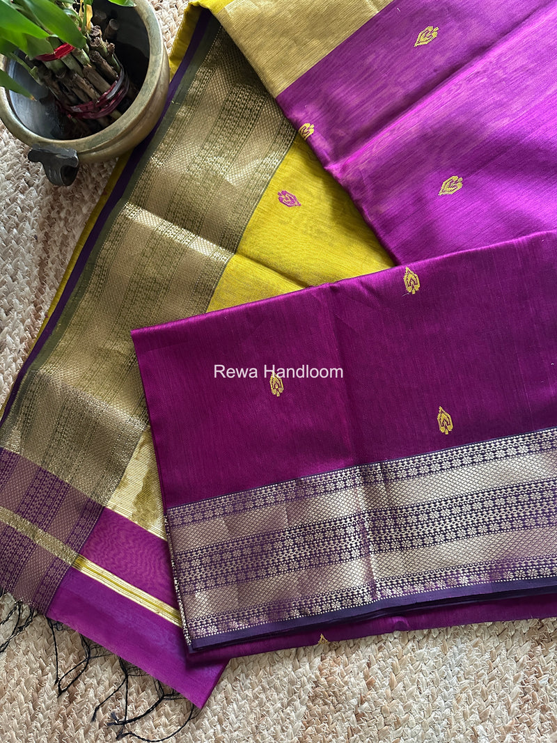 Maheshwari Magenta Flower Butti Saree PBS09
