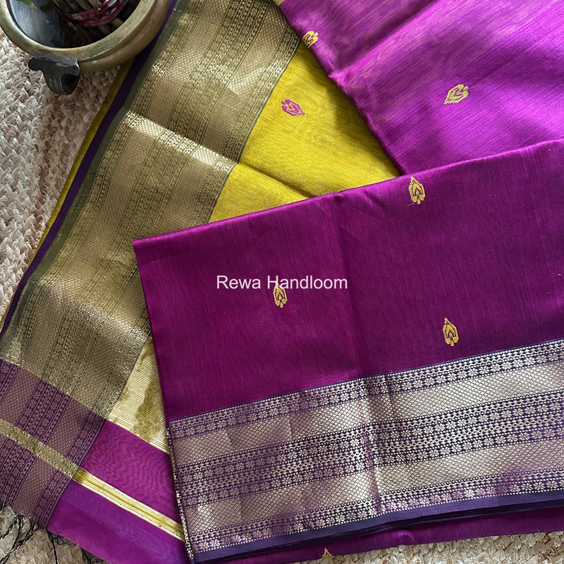 Maheshwari Magenta Flower Butti Saree PBS09