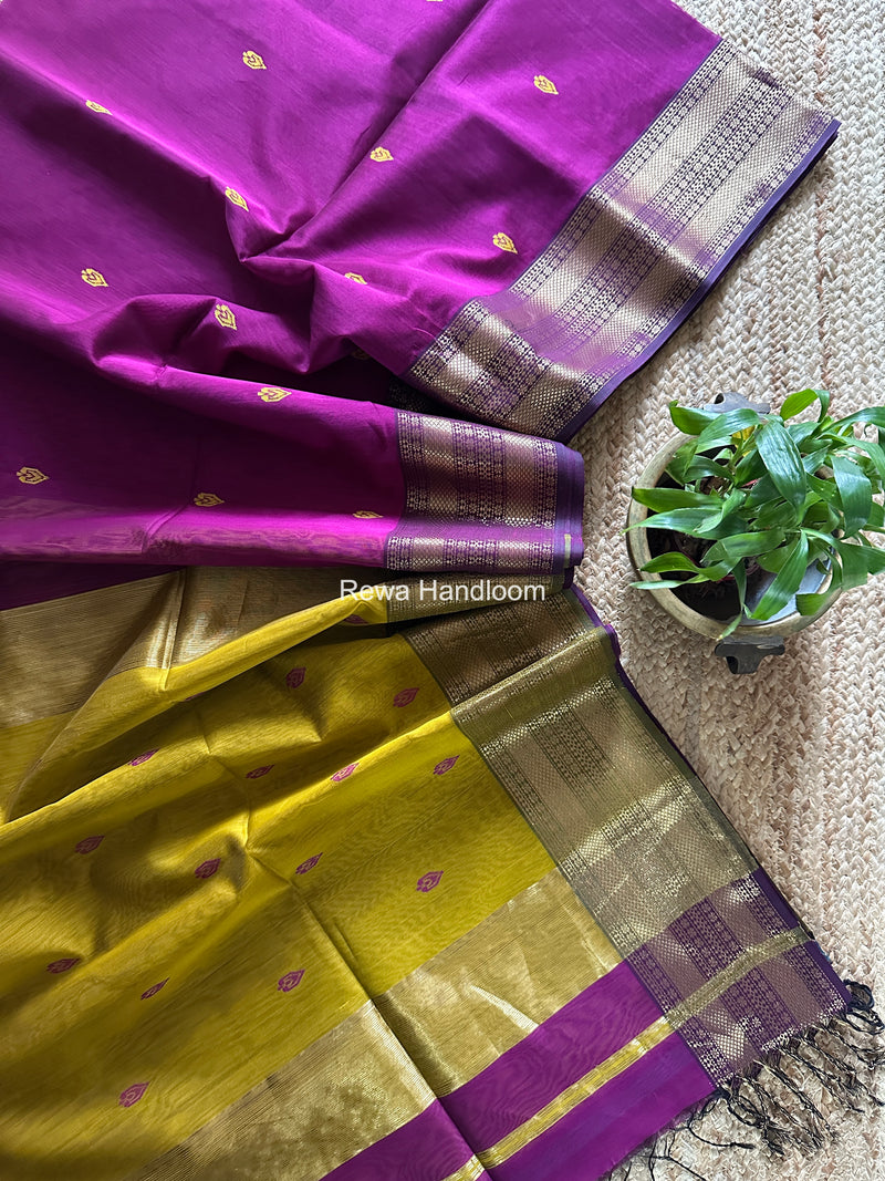 Maheshwari Magenta Flower Butti Saree PBS09
