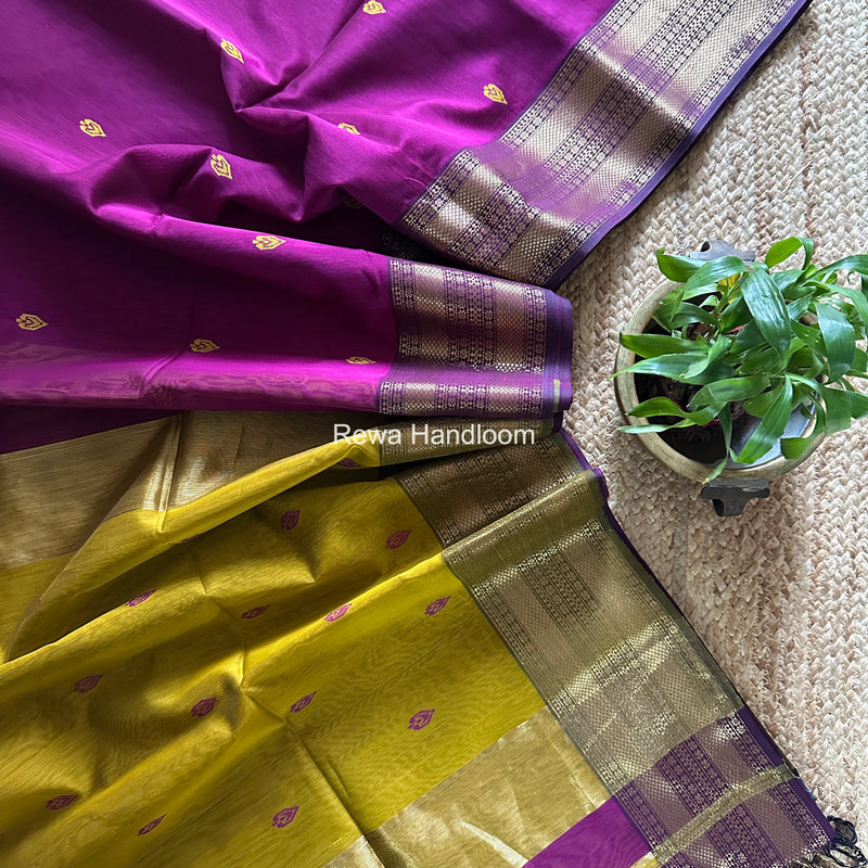Maheshwari Magenta Flower Butti Saree PBS09