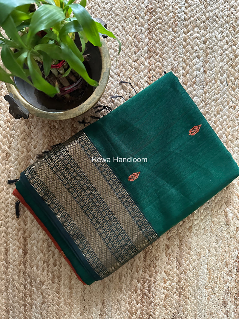 Maheshwari Green Flower Butti Saree PBS07