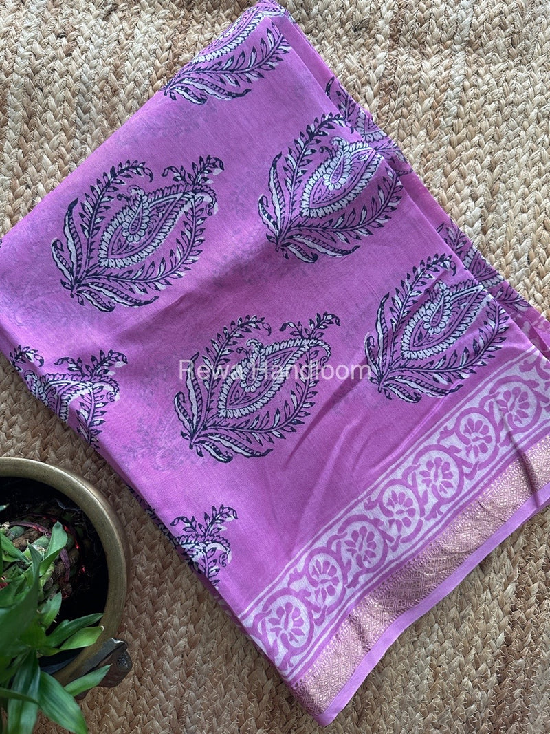 Pink Dabu Print Silk Top-Dupatta DPSD01