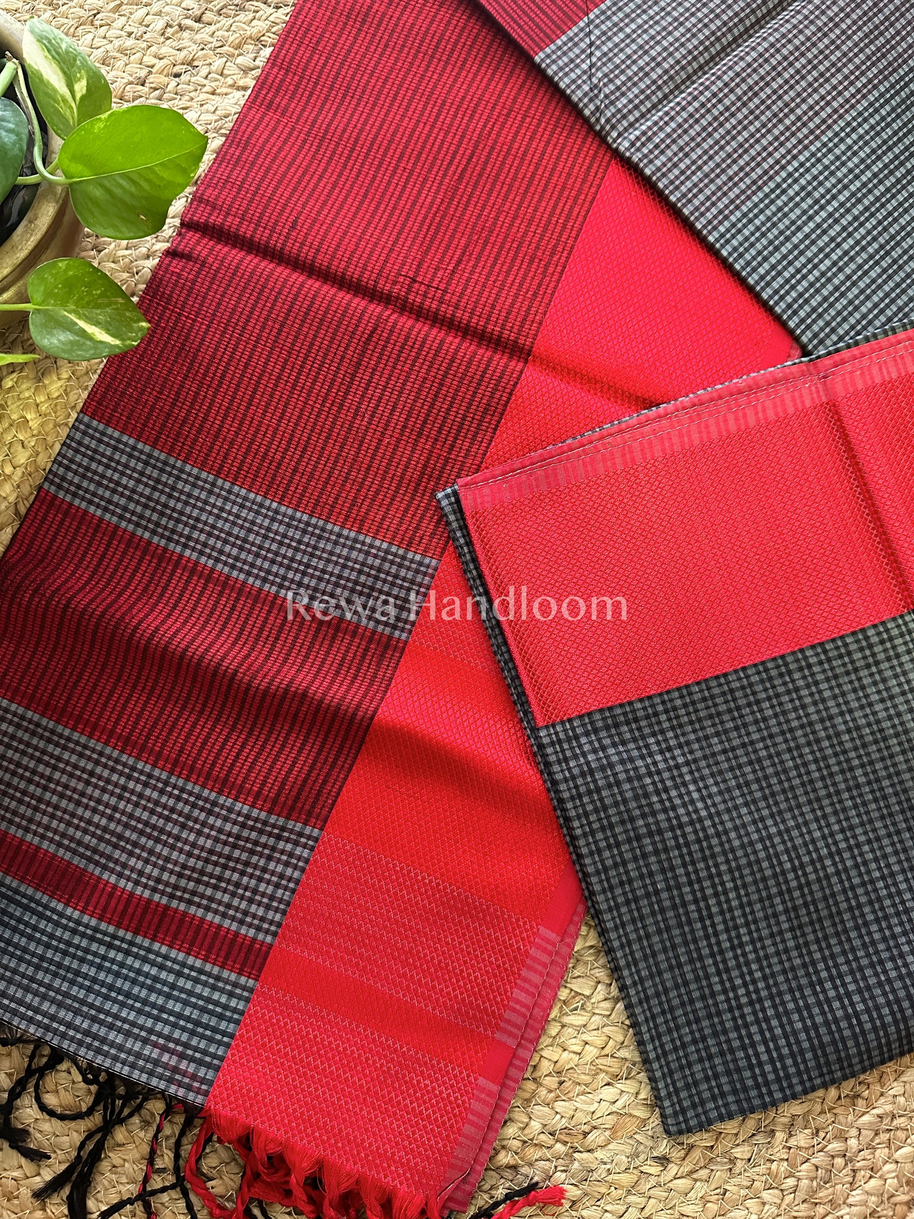 Maheshwari Grey Resham Thread Border Saree-RES014