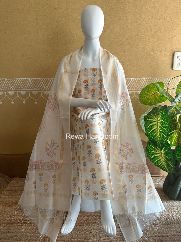 Maheshwari Handblock Print Top-Dupatta