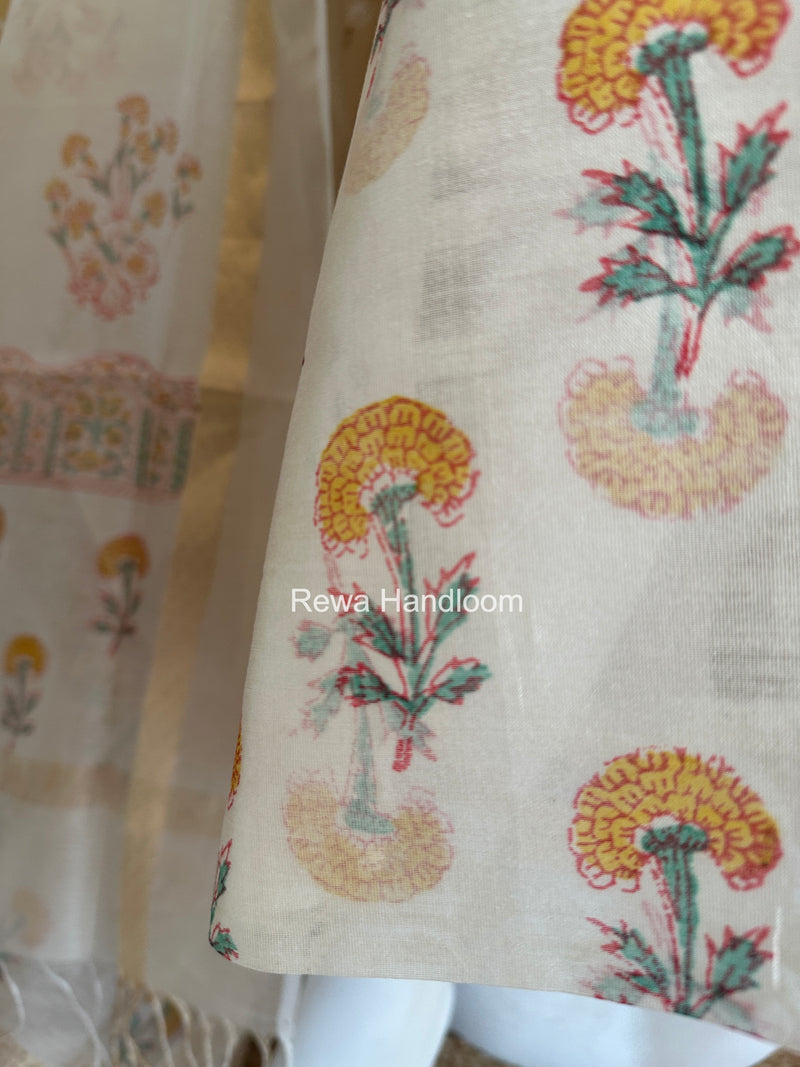 Handblock Print Top-Dupatta