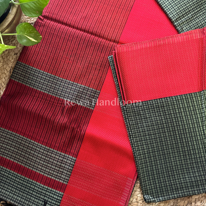 Maheshwari Grey Resham Thread Border Saree-RES015