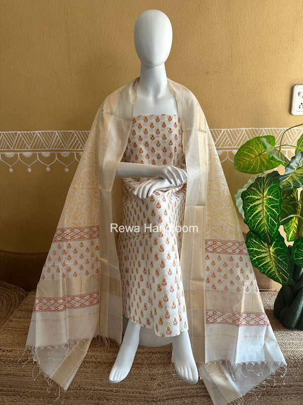 Maheshwari Handblock Print Top-Dupatta