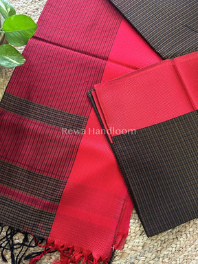 Maheshwari Brown Resham Thread Border Saree-RES017