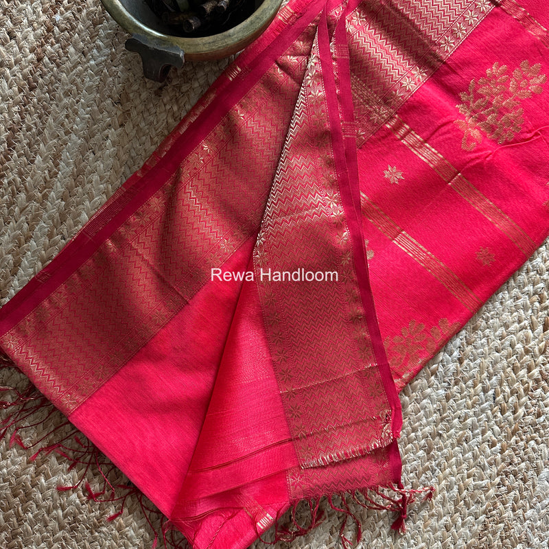 Maheshwari Carrot Red Butta Saree PMBS06