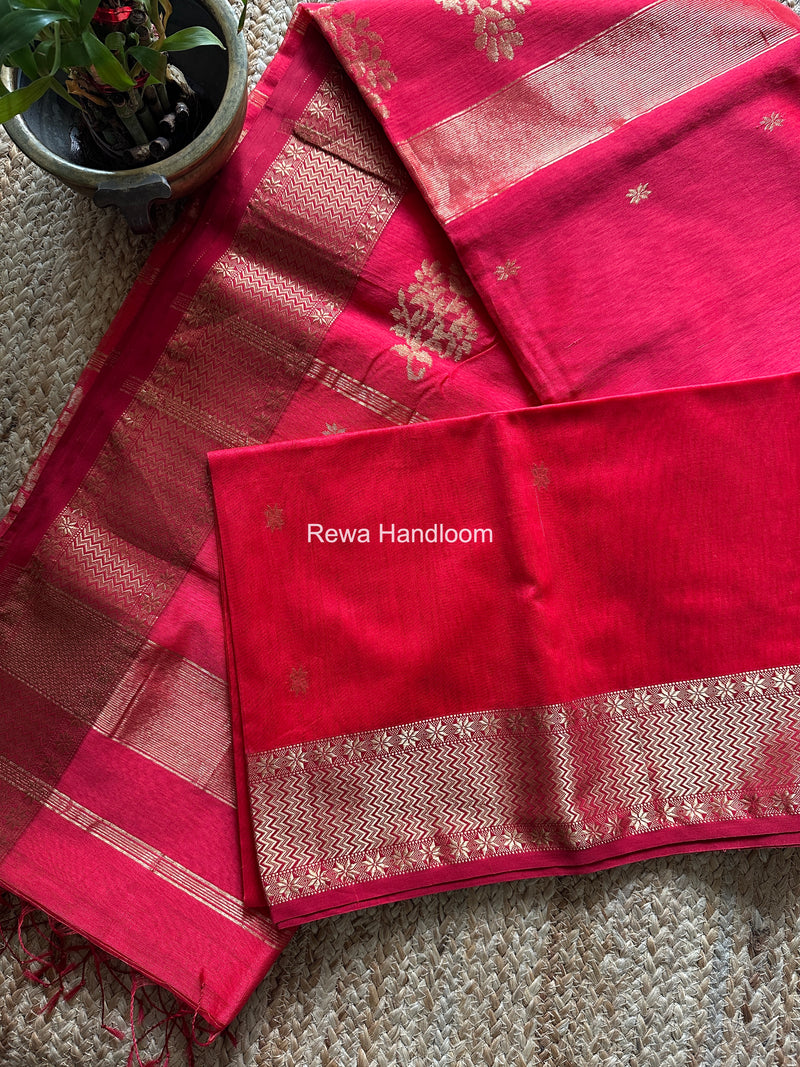 Maheshwari Carrot Red Butta Saree PMBS06