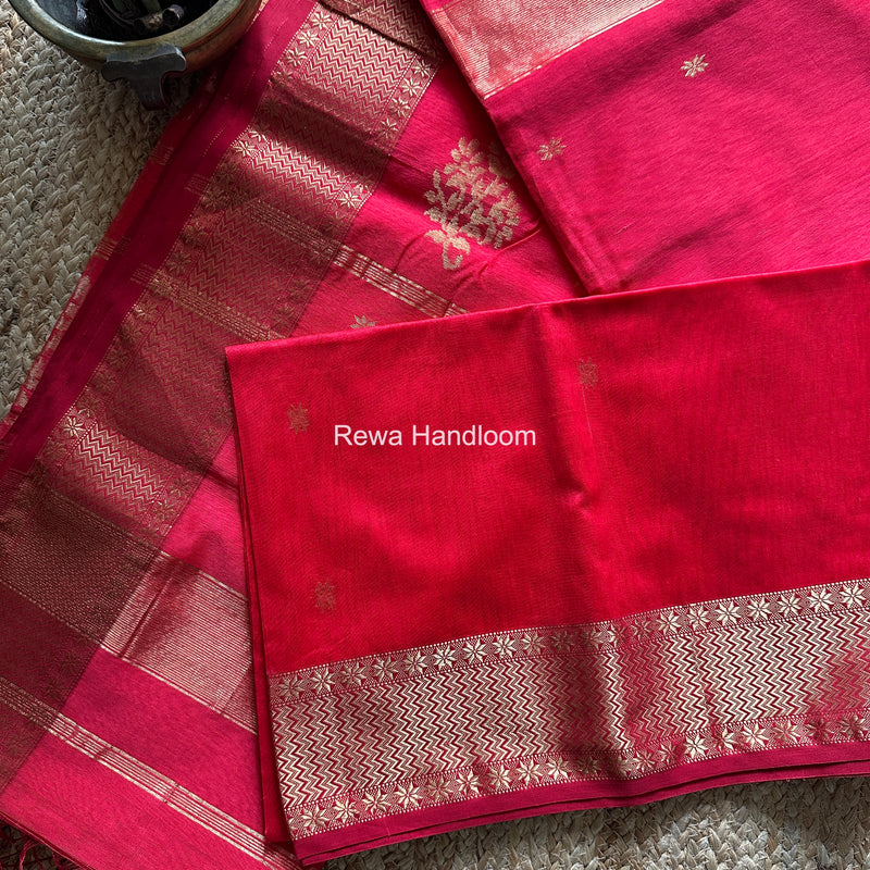 Maheshwari Carrot Red Butta Saree PMBS06