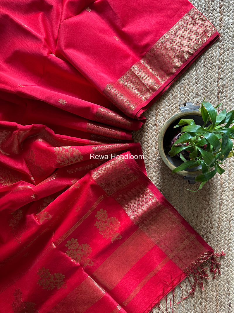 Maheshwari Carrot Red Butta Saree PMBS06
