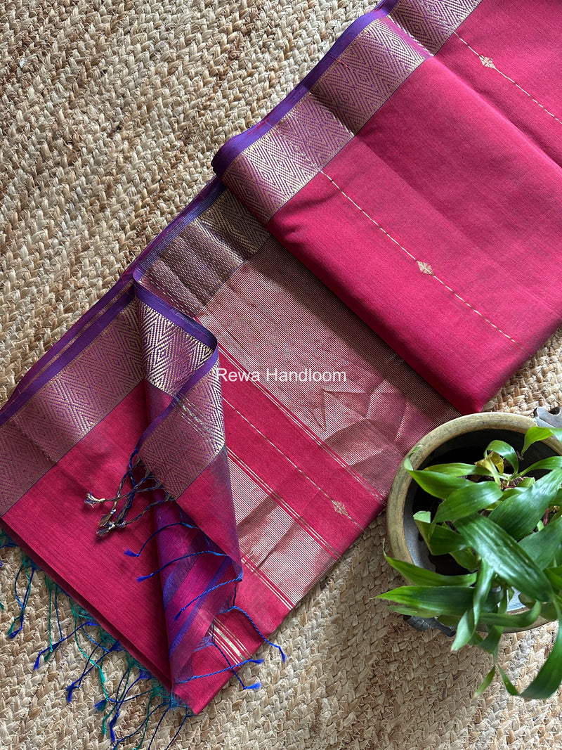 Maheshwari Diamond Lining Butti Shaded Saree