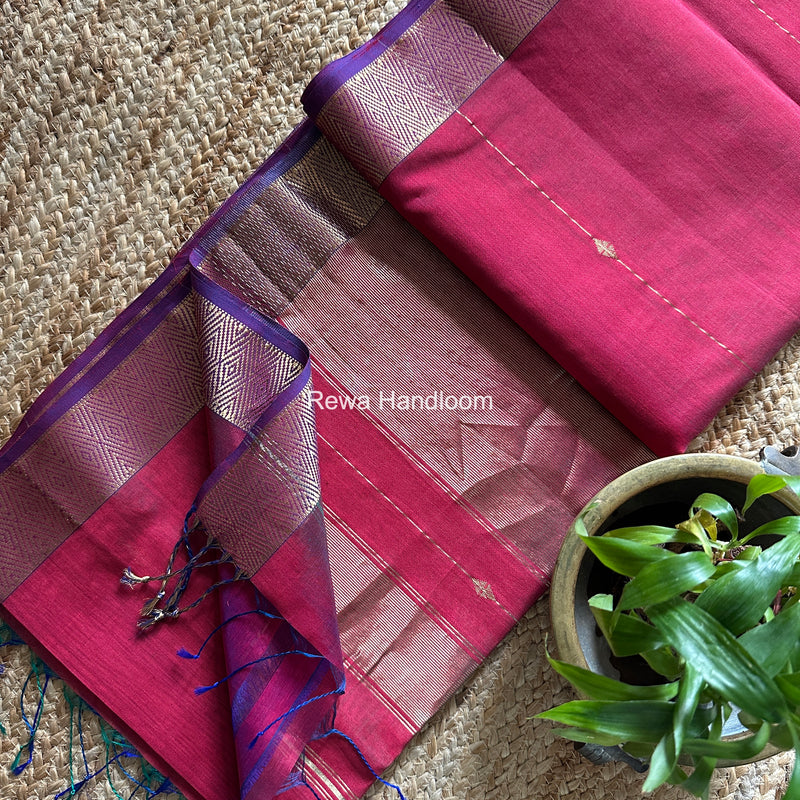 Maheshwari Diamond Lining Butti Shaded Saree