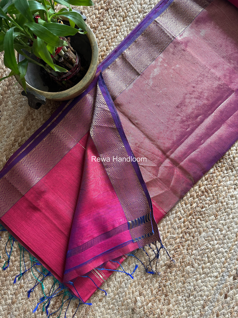 Maheshwari Magenta Diamond Lining Butti Shaded Saree DLBSS01