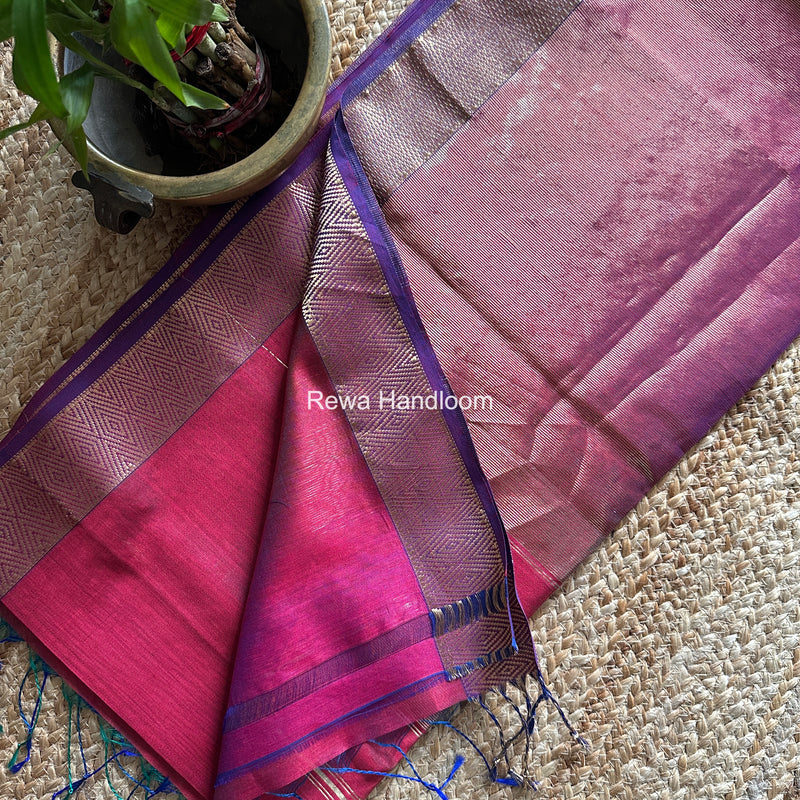 Maheshwari Magenta Diamond Lining Butti Shaded Saree DLBSS01
