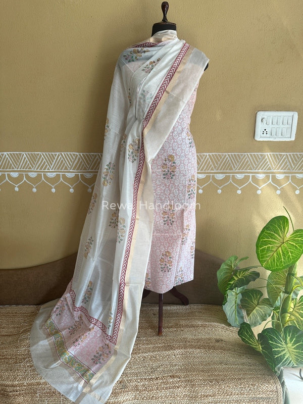 Maheshwari Handblock Print Top-Dupatta