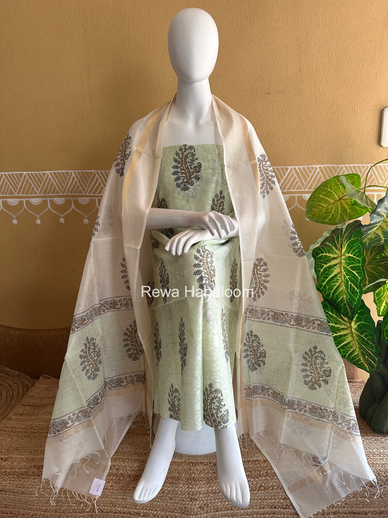 Maheshwari Handblock Print Top-Dupatta