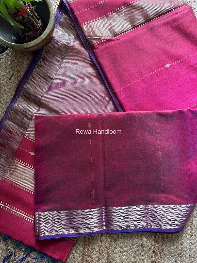Maheshwari Magenta Diamond Lining Butti Shaded Saree DLBSS01