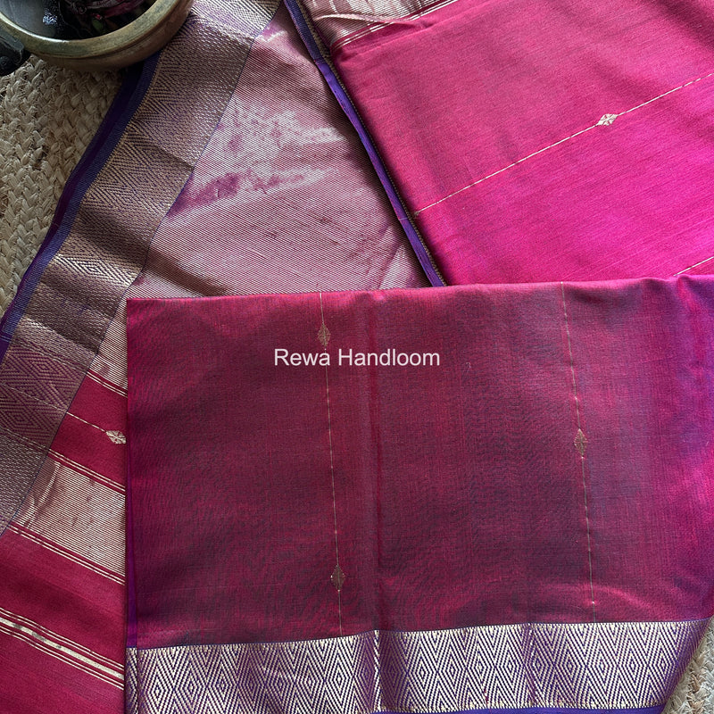 Maheshwari Magenta Diamond Lining Butti Shaded Saree DLBSS01
