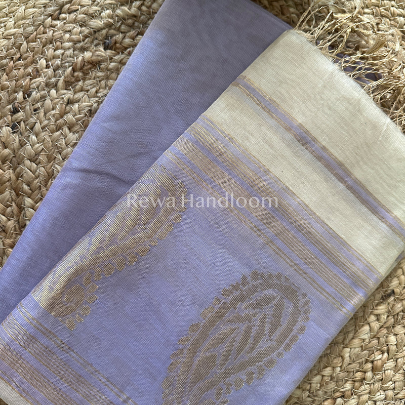 Maheshwari Lavender-Beige Tissue Buta Dress Material-TPT23