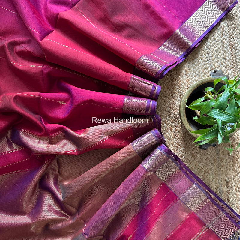 Maheshwari Magenta Diamond Lining Butti Shaded Saree DLBSS01