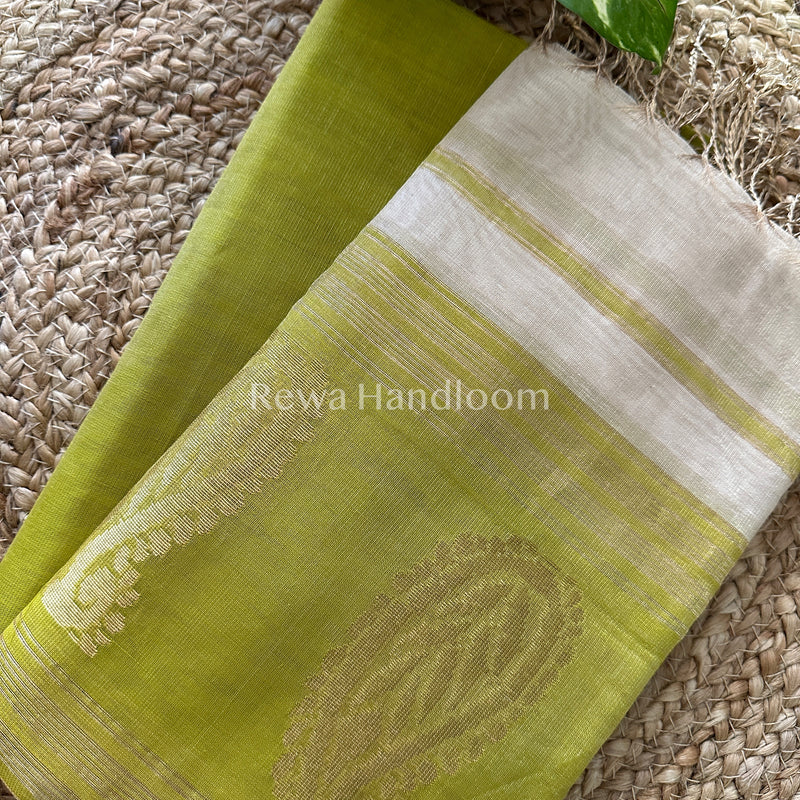 Maheshwari Green-Off White Tissue Buta Dress Material TPT024