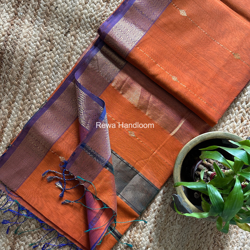 Maheshwari Diamond Lining Butti Shaded Saree