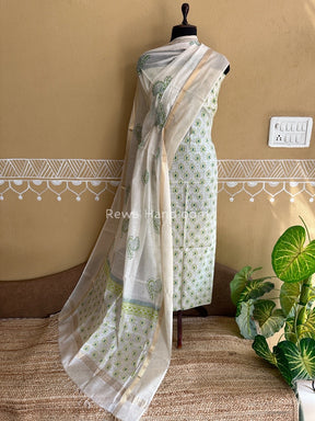 Maheshwari Handblock Print Top-Dupatta