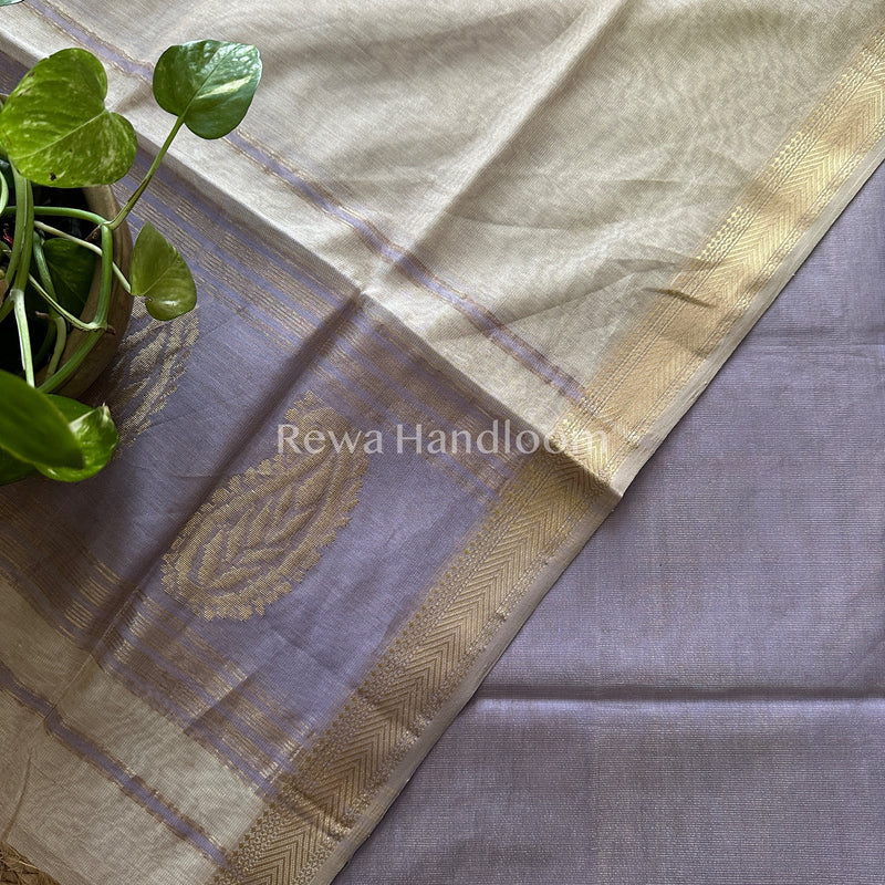 Maheshwari Lavender-Beige Tissue Buta Dress Material-TPT23