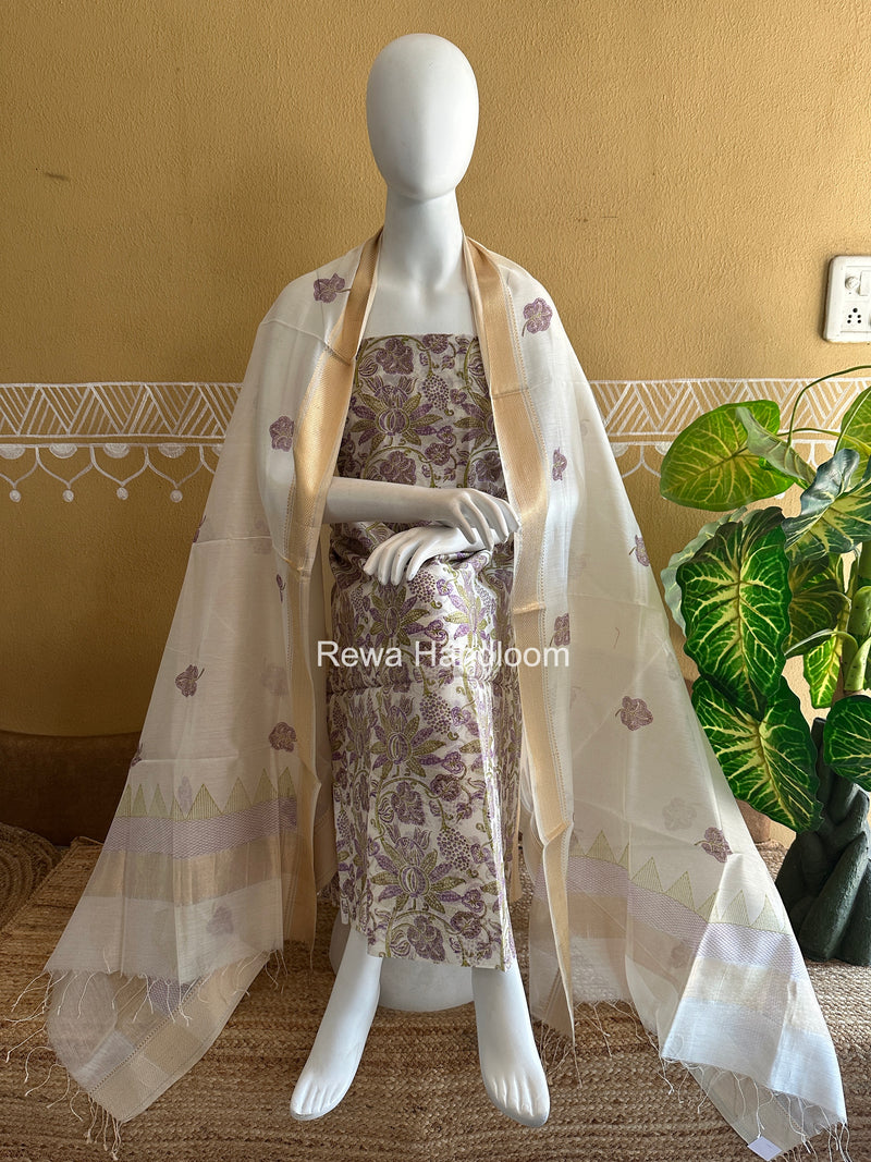 Maheshwari Handblock Print Top-Dupatta
