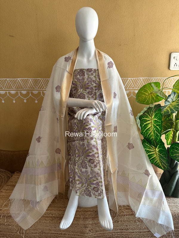 Maheshwari Handblock Print Top-Dupatta