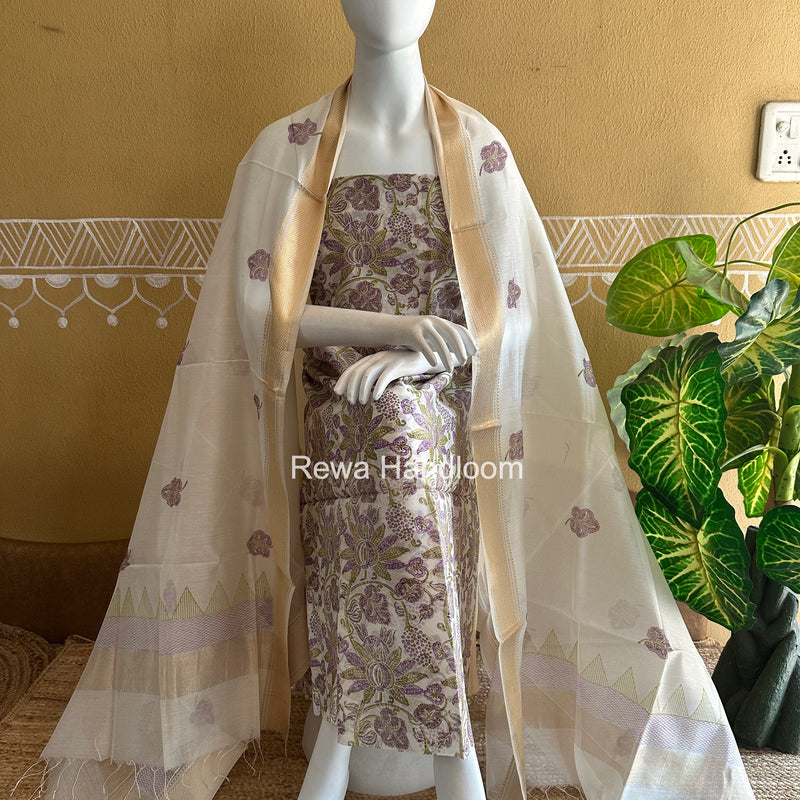 Maheshwari Handblock Print Top-Dupatta