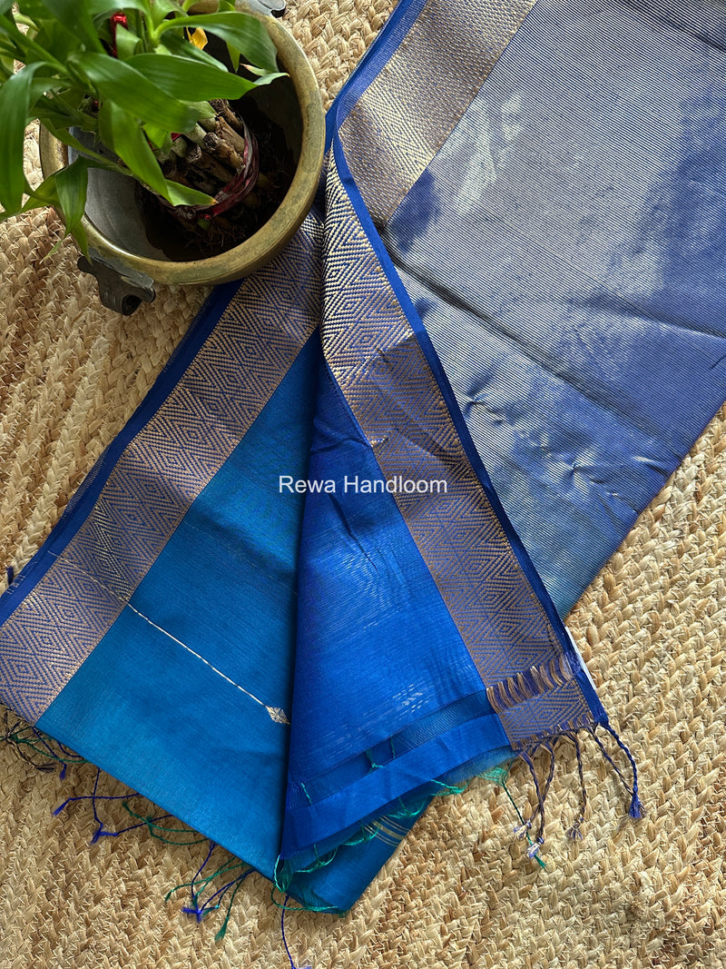 Maheshwari Blue Diamond Lining Butti Shaded Saree DLBSS04