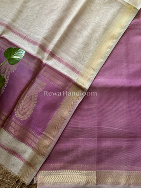 Maheshwari Lavender-White Tissue Buta Dress Material-TPT26