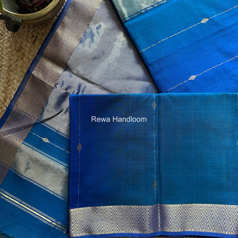Maheshwari Blue Diamond Lining Butti Shaded Saree DLBSS04